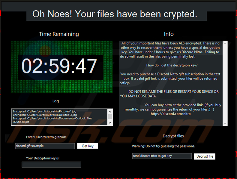 Okno pop-up ransomware Nitro (2021-05-04)