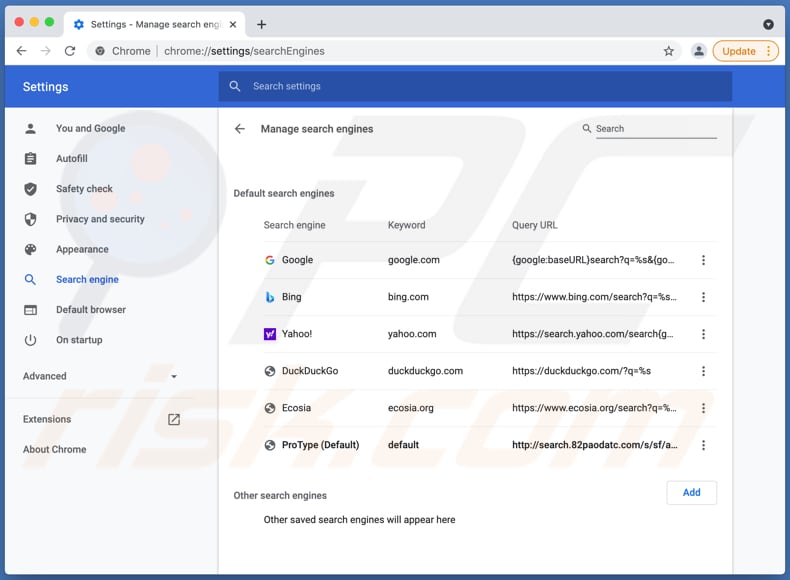 Porywacz przeglądarki prototype search.82paodatc.com jako domyślna wyszukiwarka chrome