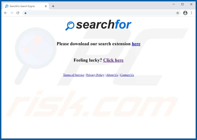 Witryna używana do promowania porywacza przeglądarki SearchFor