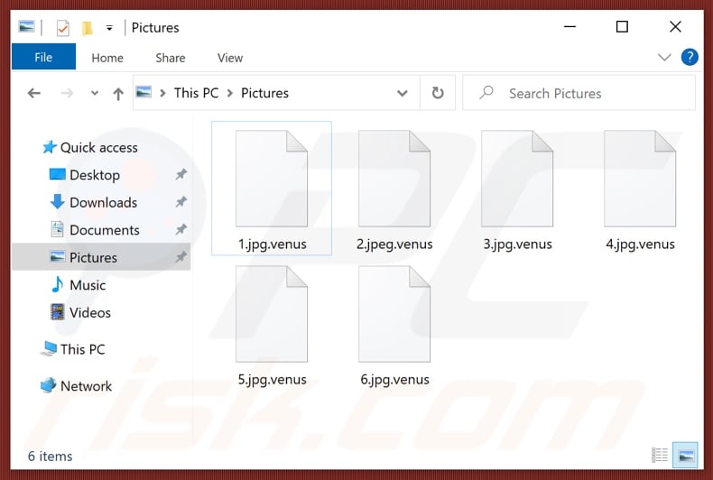 Pliki zaszyfrowane przez ransomware Venus (rozszerzenie .venus)