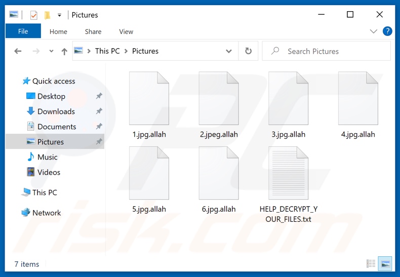 Pliki zaszyfrowane przez ransomware Allah (rozszerzenie .allah)