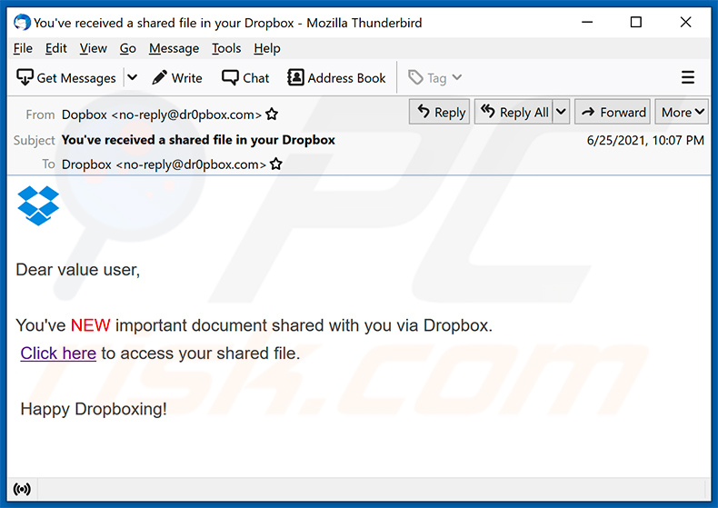 E-mail o tematyce Dropbox (2021-06-30)