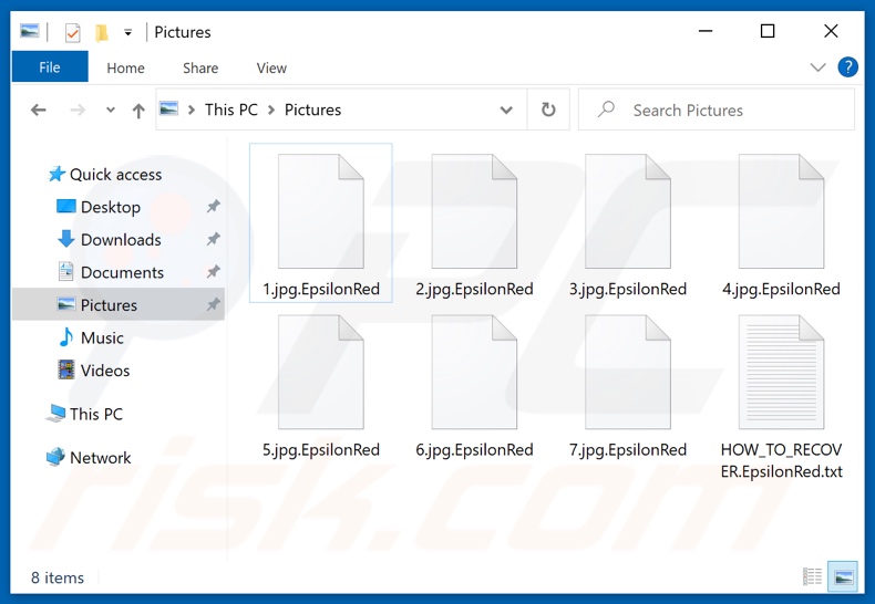 Pliki zaszyfrowane przez ransomware EpsilonRed (rozszerzenie .EpsilonRed)