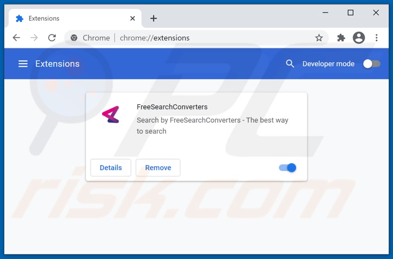 Usuwanie rozszerzeń powiązanych z freesearchconverters.com z Google Chrome