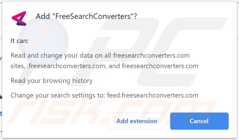 Powiadomienie porywacza przeglądarki freesearchconverters