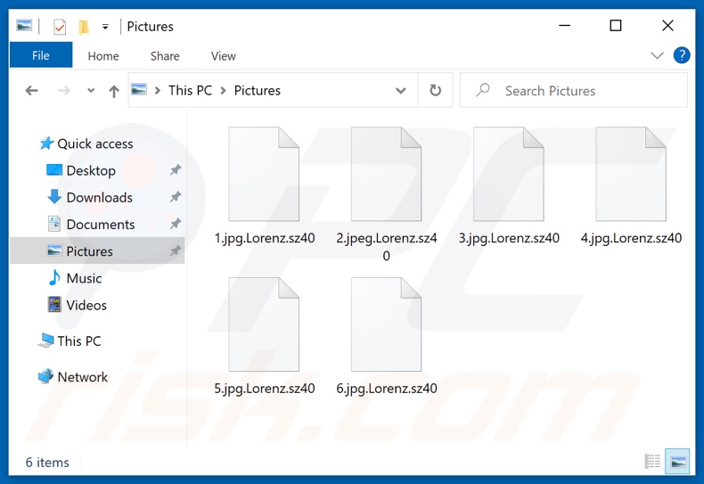 Pliki zaszyfrowane przez ransomware Lorenz (rozszerzenie .Lorenz.sz40)
