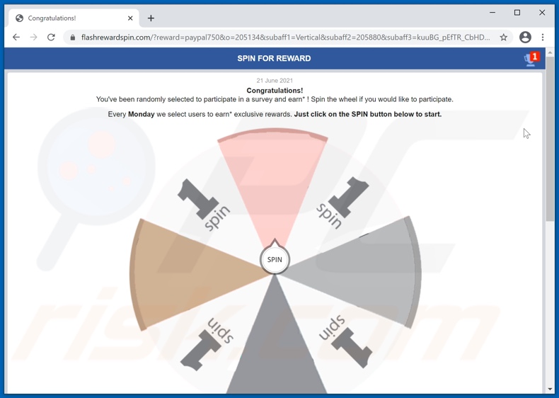 Oszustwo SPIN FOR REWARD