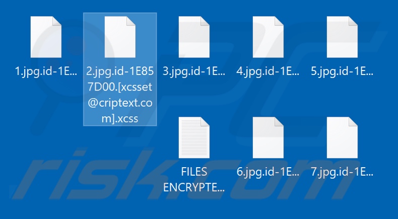 Pliki zaszyfrowanwe przez ransomware Xcss (rozszerzenie .xcss)