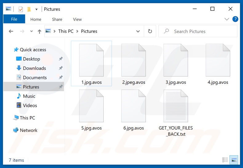 Pliki zaszyfrowane przez ransomware AvosLocker (rozszerzenie .avos)