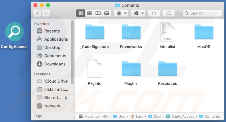 Folder instalacyjny adware ConfigAccess