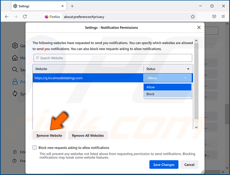Wyłączanie powiadomień przeglądarki w przeglądarce Mozilla Firefox (Android)