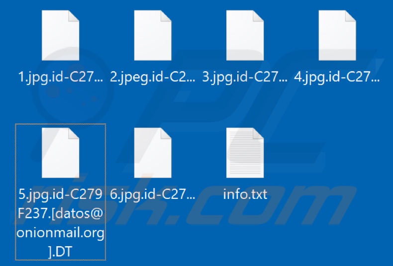 Pliki zaszyfrowane przez ransomware DT (rozszerzenie .DT)