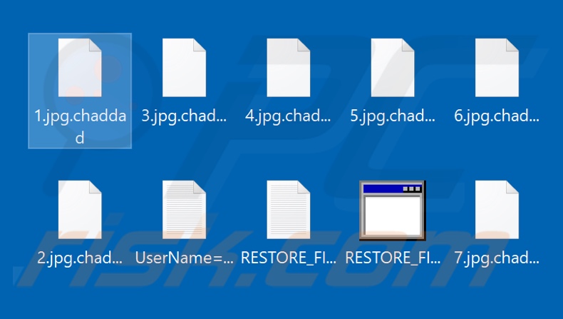 Pliki zaszyfrowane przez ransomware Haron (rozszerzenie .chaddad)