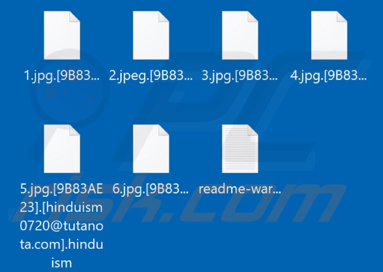 Pliki zaszyfrowane przez ransomware Hinduism (rozszerzenie .hinduism)