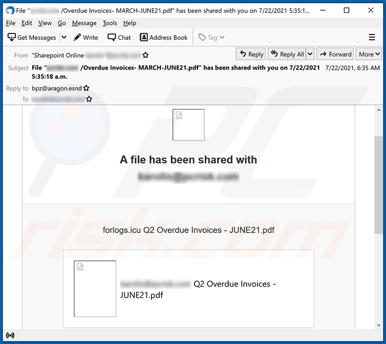 Spam o tematyce faktury promujący witrynę phishingową (2021-07-23)