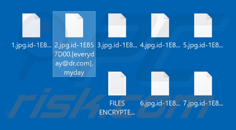 Pliki zaszyfrowane przez ransomware Myday (rozszerzenie .myday)