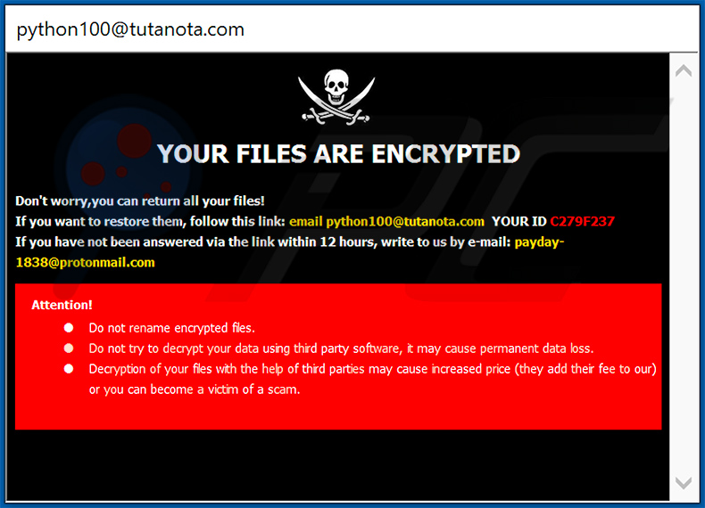 Instrukcje odszyfrowania ransomware Pause (pop-up)