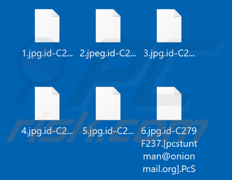 Pliki zaszyfrowane przez ransomware PcS (rozszerzenie .PcS)