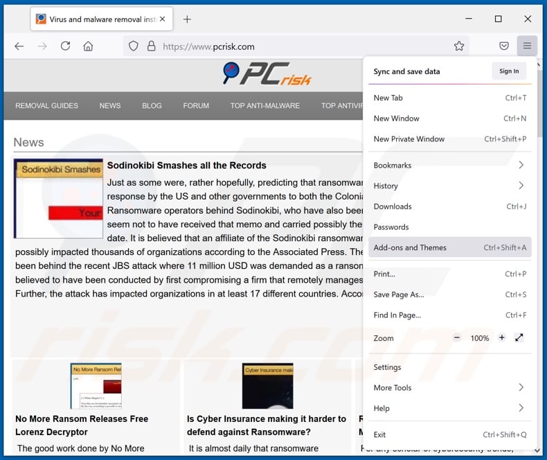 Usuwanie reklam InstaQuick z Mozilla Firefox krok 1
