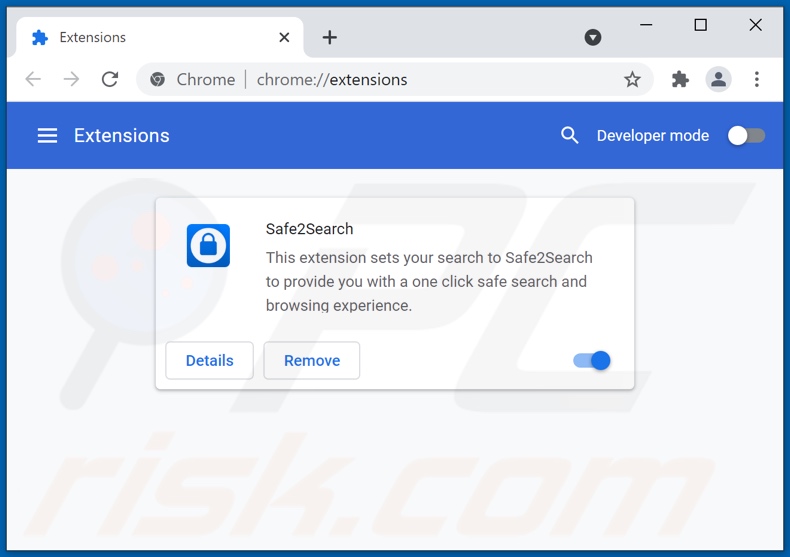 Usuwanie rozszerzeń powiązanych z search.safe2search.com z Google Chrome