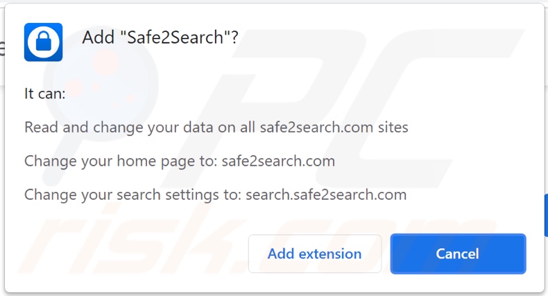 Porywacz przeglądarki Safe2Search proszący o pozwolenia