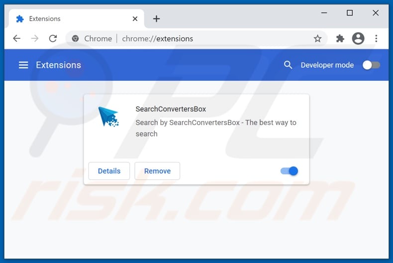 Usuwanie rozszerzeń powiązanych z searchconvertersbox.com z Google Chrome