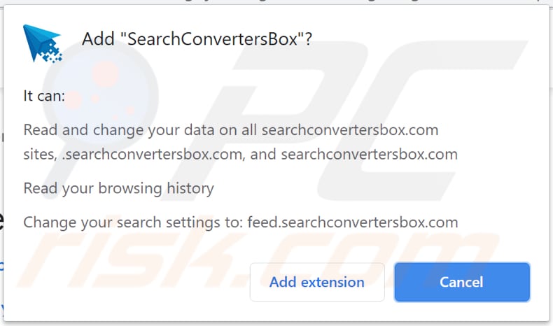 Powiadomienie porywacza przeglądarki searchconvertersbox