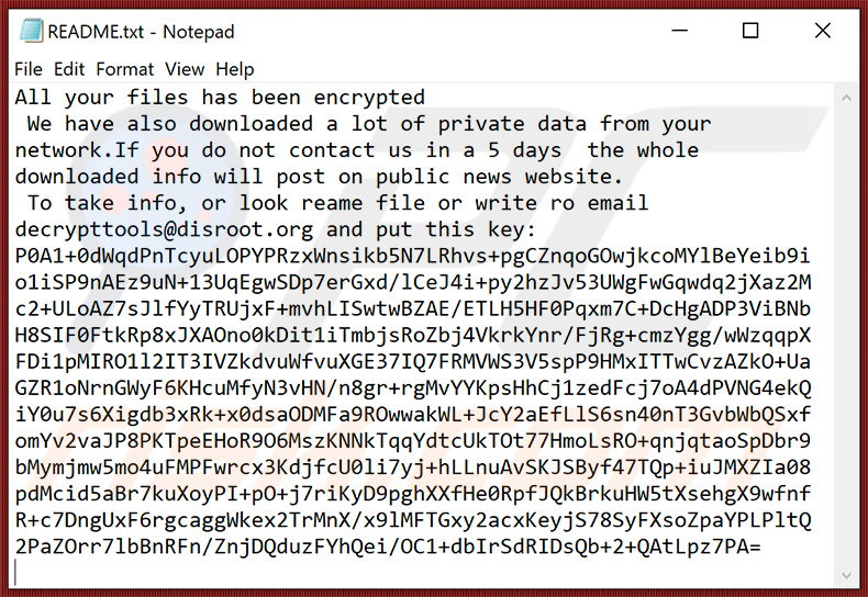 Zaktualizowany plik tekstowy ransomware Venus