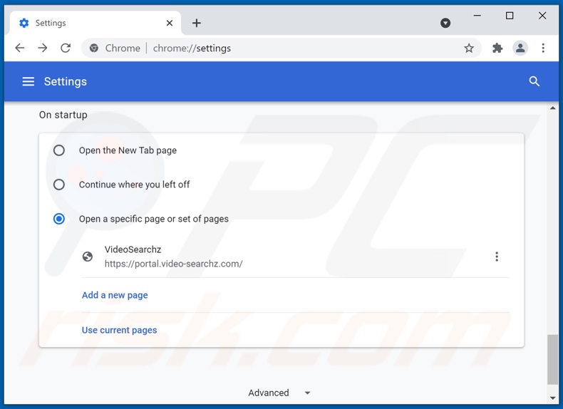 Usuwanie video-searchz.com ze strony domowej Google Chrome