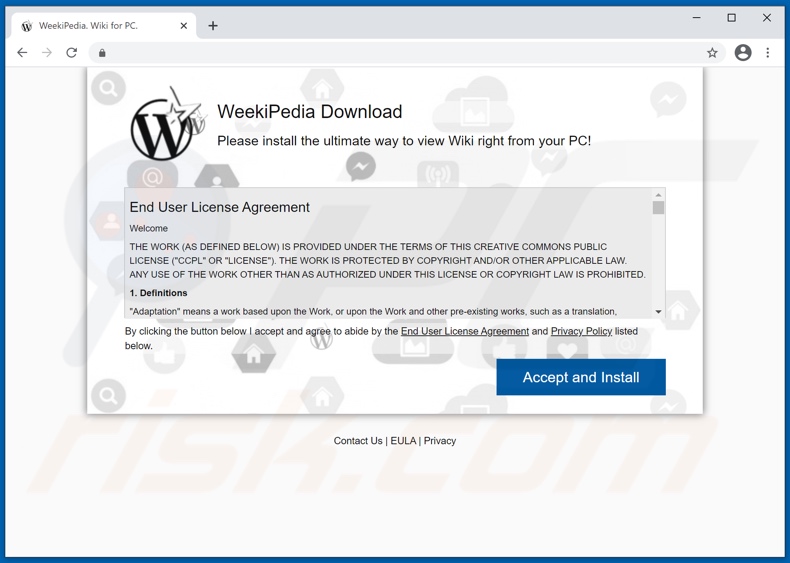 Witryna promująca adware WeekiPedia