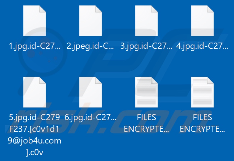 Pliki zaszyfrowane przez ransomware C0v (rozszerzenie .c0v)