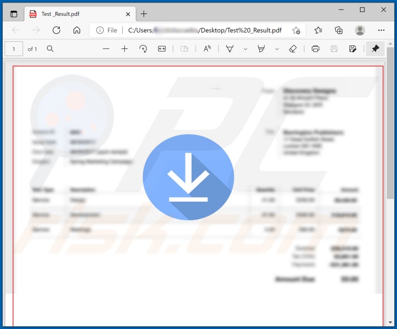 Złośliwy załącznik dystrybuowany poprzez zainfekowany dokument PDF Coronavirus Track and trace result