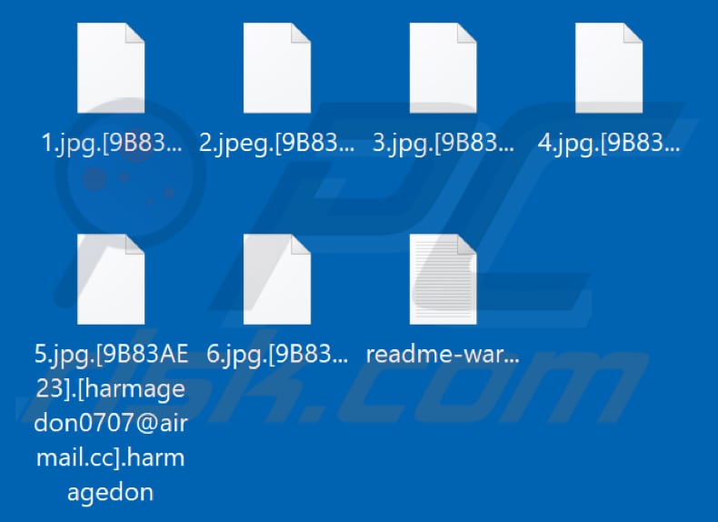 Pliki zaszyfrowane przez ransomware Harmagedon (rozszerzenie .harmagedon)