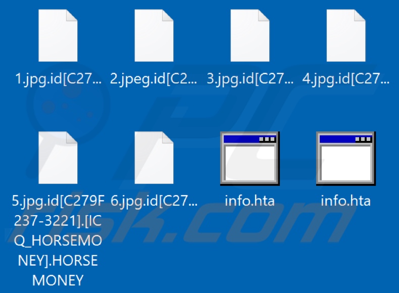 Pliki zaszyfrowane przez ransomware HORSEMONEY (rozszerzenie .HORSEMONEY)