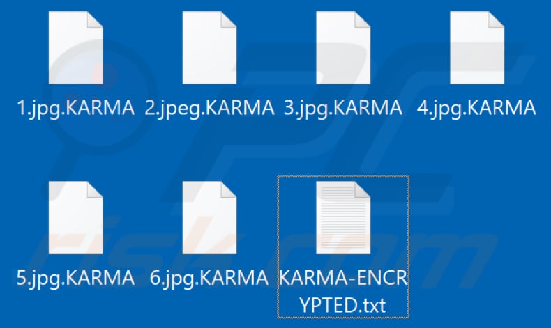 Pliki zaszyfrowane przez ransomware Karma (rozszerzenie .KARMA)