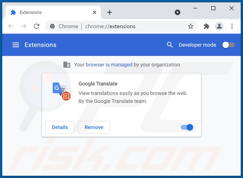 Usuwanie rozszerzeń powiązanych z kwiqsearch.com z Google Chrome