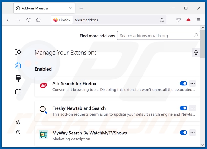 Usuwanie rozszerzeń powiązanych z kwiqsearch.com z Mozilla Firefox