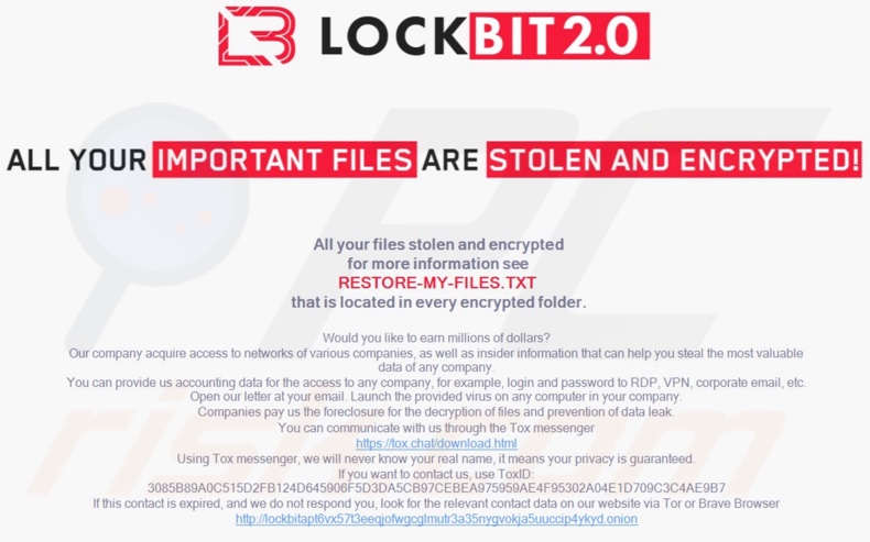 Tapeta ransomware LockBit 2.0