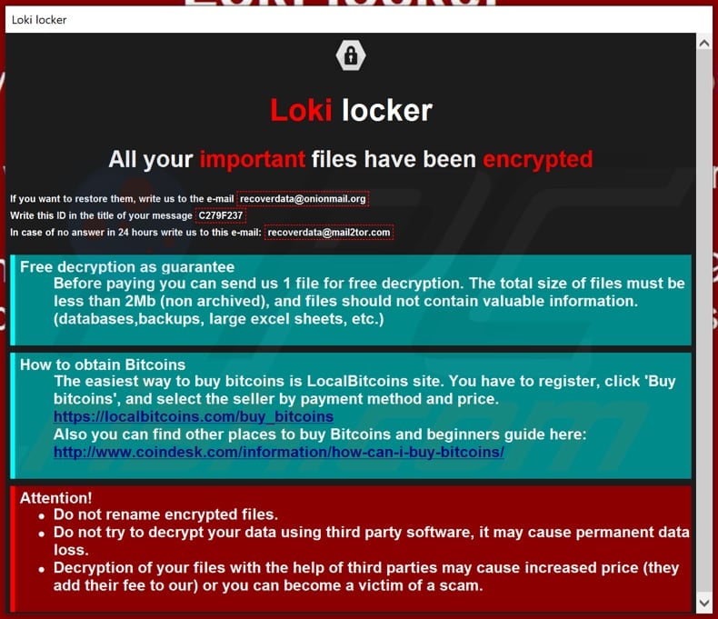 Okno pop-up ransomware loki locker info.hta