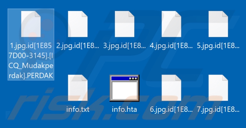 Pliki zaszyfrowane przez ransomware PERDAK (rozszerzenie .PERDAK)
