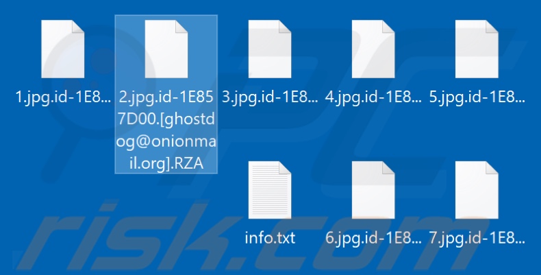 Pliki zaszyfrowane przez ransomware RZA (rozszerzenie .RZA)