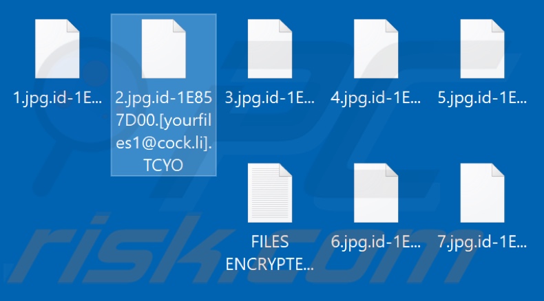 Pliki zaszyfrowane przez ransomware TCYO (rozszerzenie .TCYO)