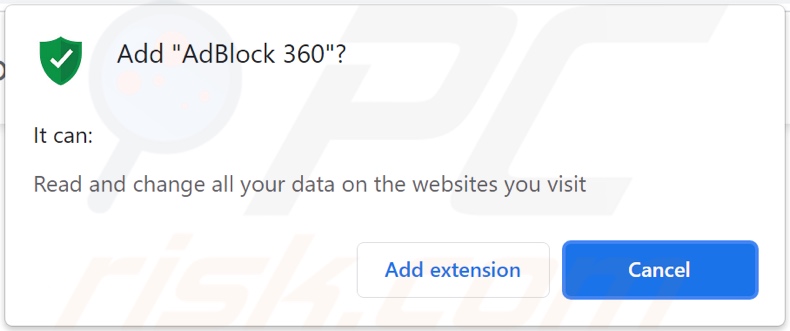 Adware AdBlock 360 proszące o pozwolenia związane z danymi