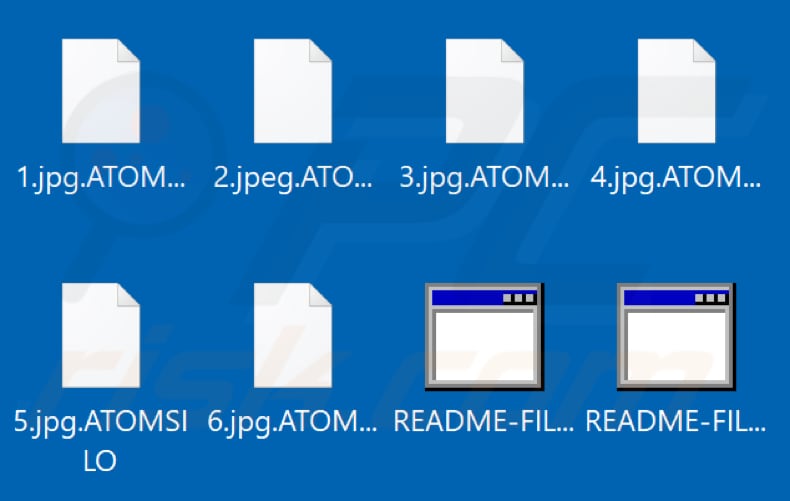 Pliki zaszyfrowane przez ransomware AtomSilo (rozszerzenie .ATOMSILO)