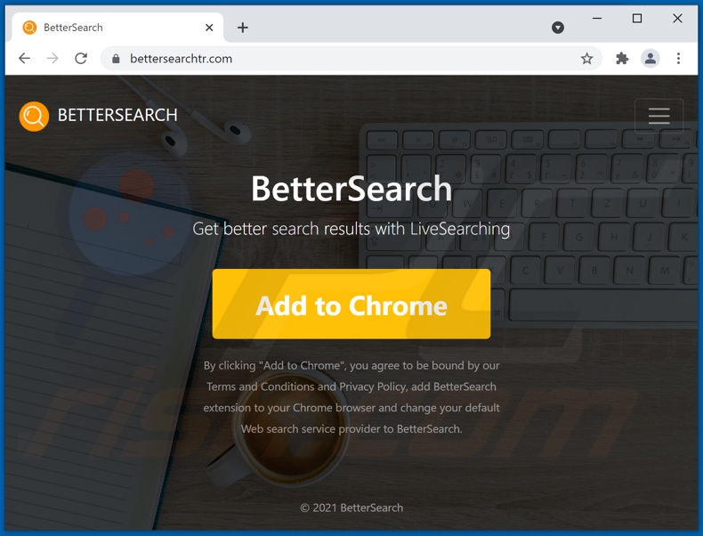 Witryna używana do promowania porywacza przeglądarki Better Search