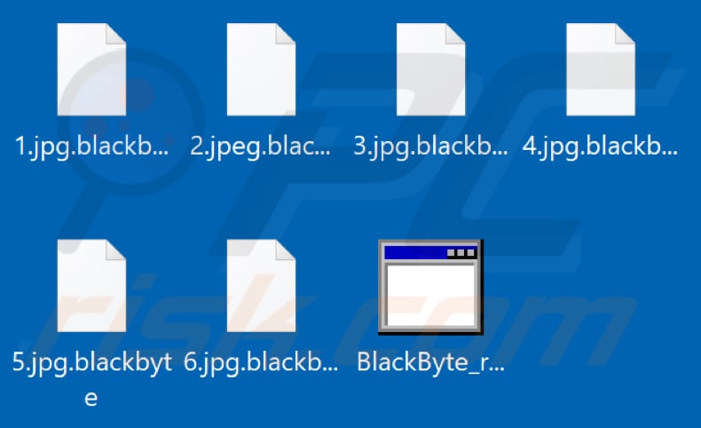 Pliki zaszyfrowane przez ransomware BlackByte (rozszerzenie .blackbyte)