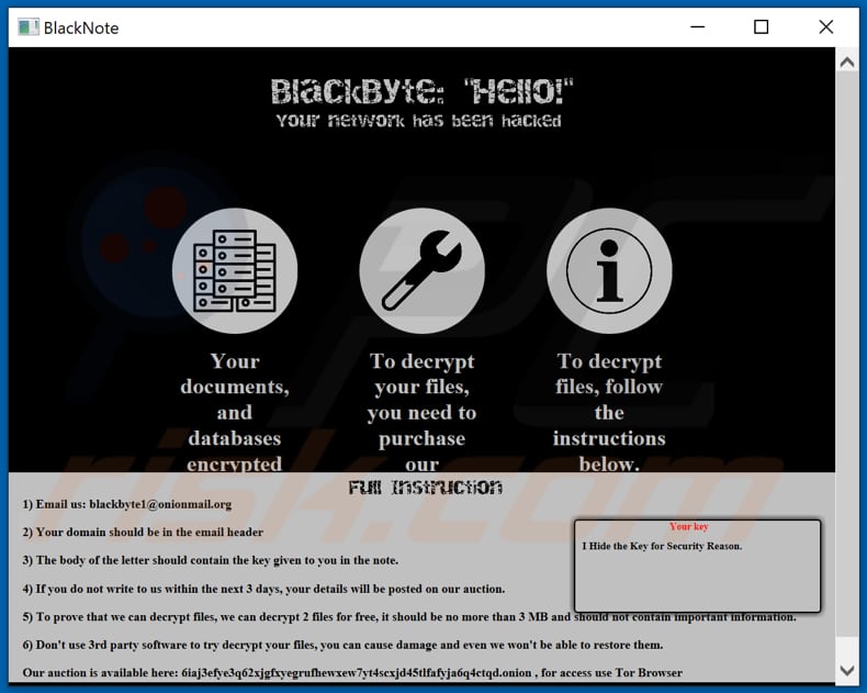 Instrukcje odszyfrowania BlackByte (BlackByte_restoremyfiles.hta)