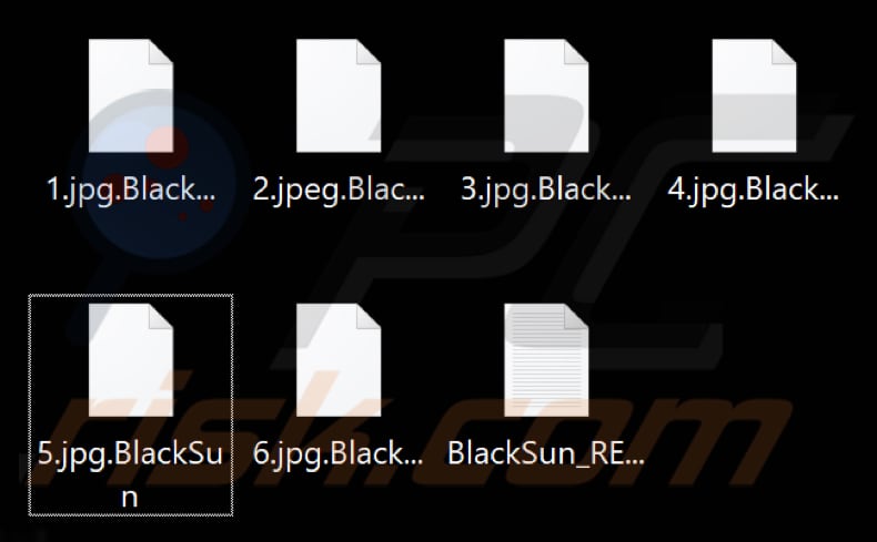 Pliki zaszyfrowane przez ransomware BlackSun (rozszerzenie .BlackSun)