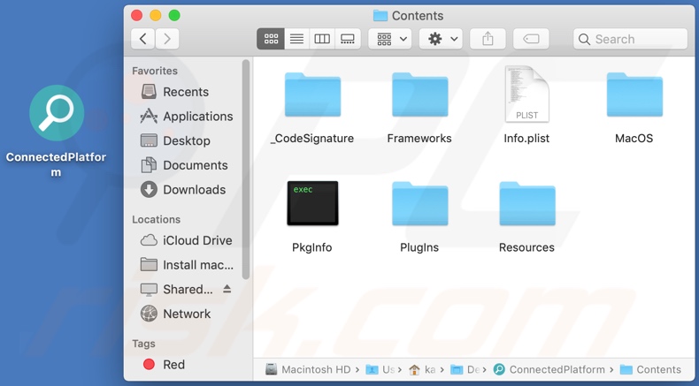 Folder instalacyjny adware ConnectedPlatform