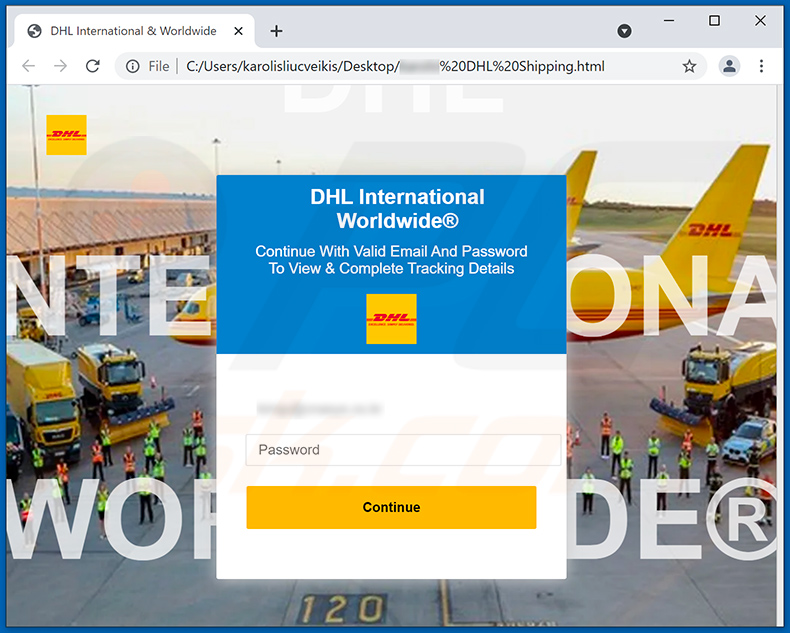 Plik HTML załączony do e-maila spamowego o tematyce DHL shipment confirmation (2021-09-17)